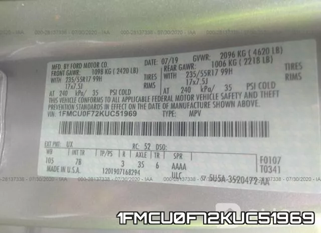 1FMCU0F72KUC51969 фото 10