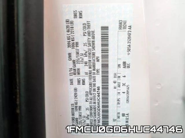 1FMCU0GD6HUC44746 фото 2