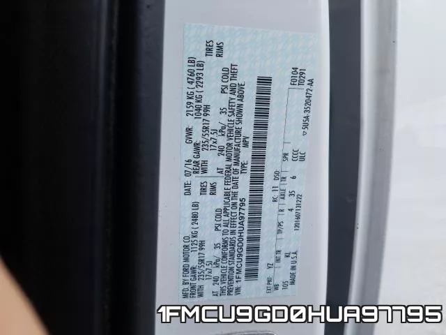 1FMCU9GD0HUA97795 фото 2