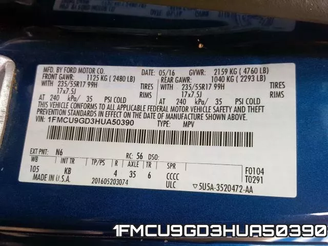1FMCU9GD3HUA50390 фото 2