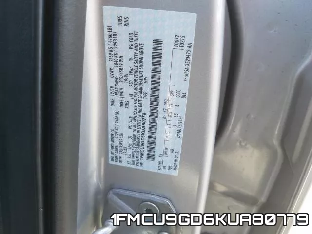 1FMCU9GD6KUA80779 фото 2