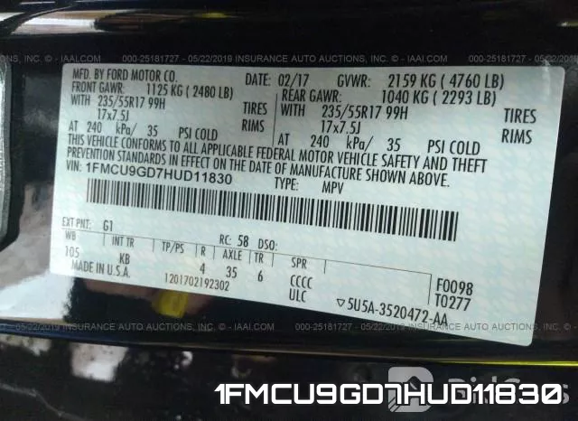 1FMCU9GD7HUD11830 фото 10
