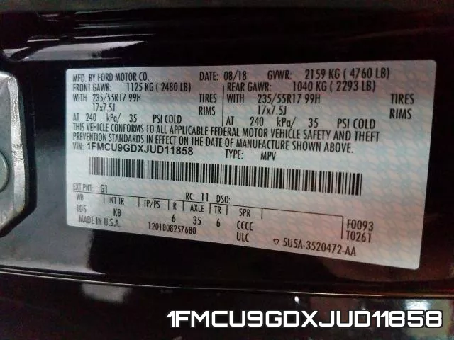 1FMCU9GDXJUD11858 фото 2
