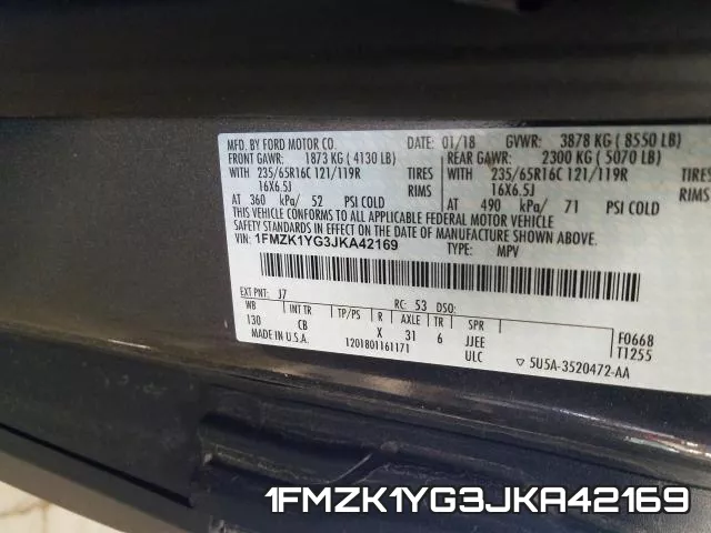 1FMZK1YG3JKA42169 фото 2