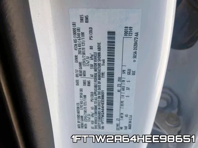 1FT7W2A64HEE98651 фото 2