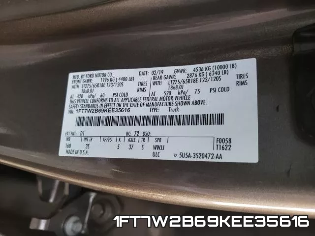 1FT7W2B69KEE35616 фото 2