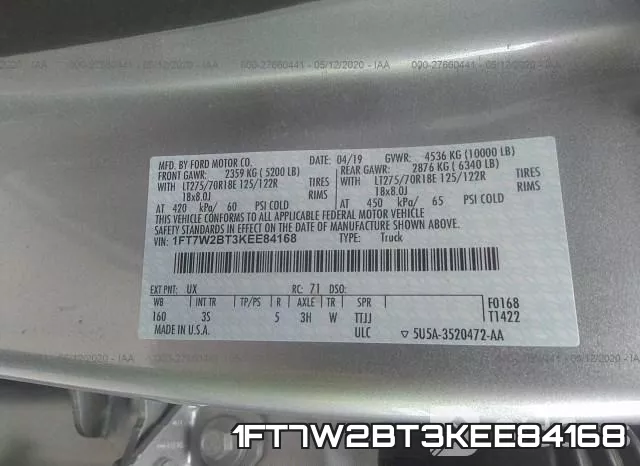 1FT7W2BT3KEE84168 фото 10