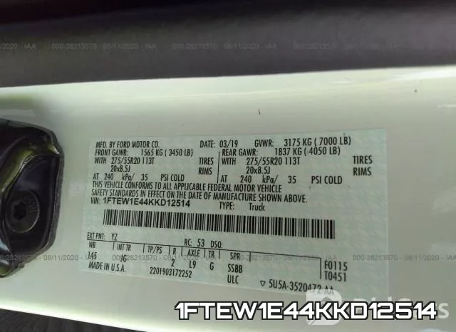 1FTEW1E44KKD12514 фото 10