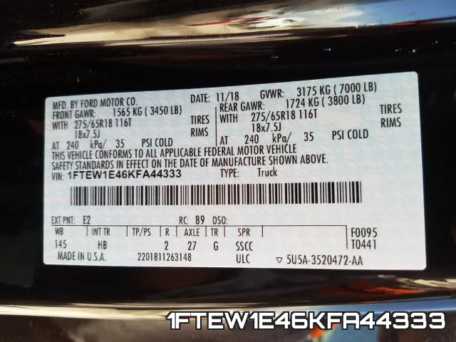 1FTEW1E46KFA44333 фото 2