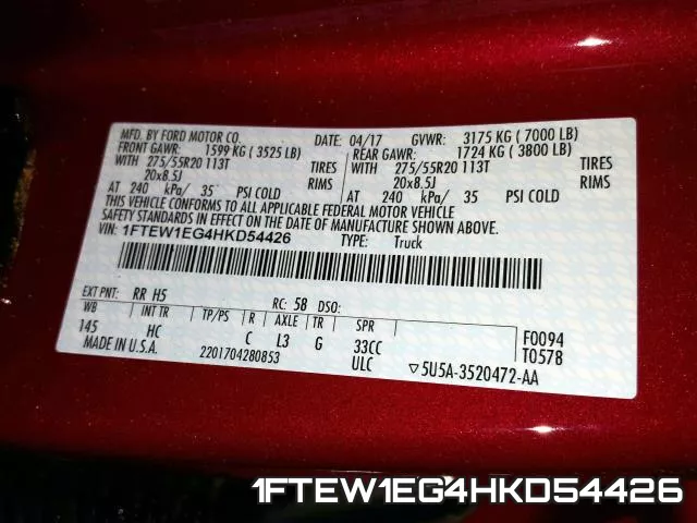 1FTEW1EG4HKD54426 фото 2