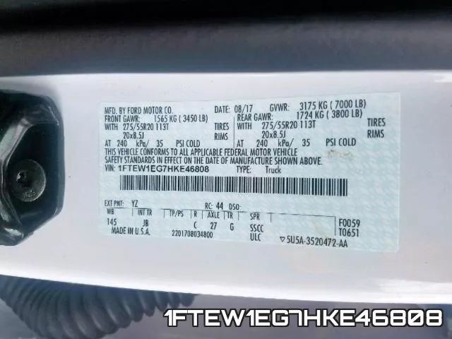 1FTEW1EG7HKE46808 фото 2