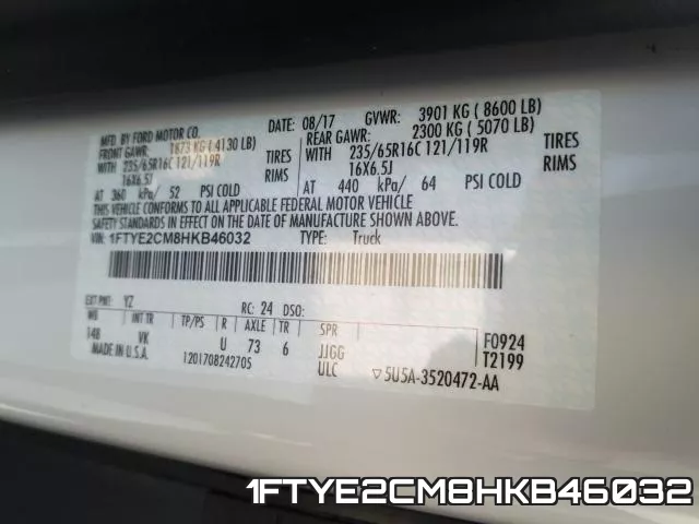 1FTYE2CM8HKB46032 фото 2