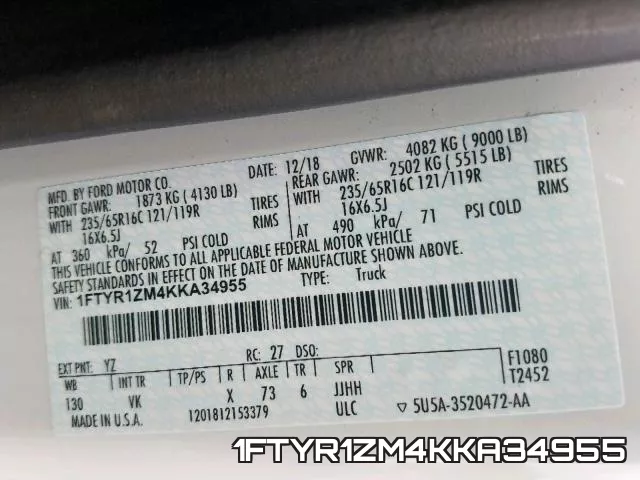 1FTYR1ZM4KKA34955 фото 2