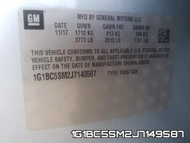 1G1BC5SM2J7149587 фото 2