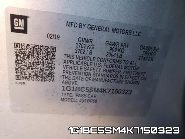 1G1BC5SM4K7150323 фото 2