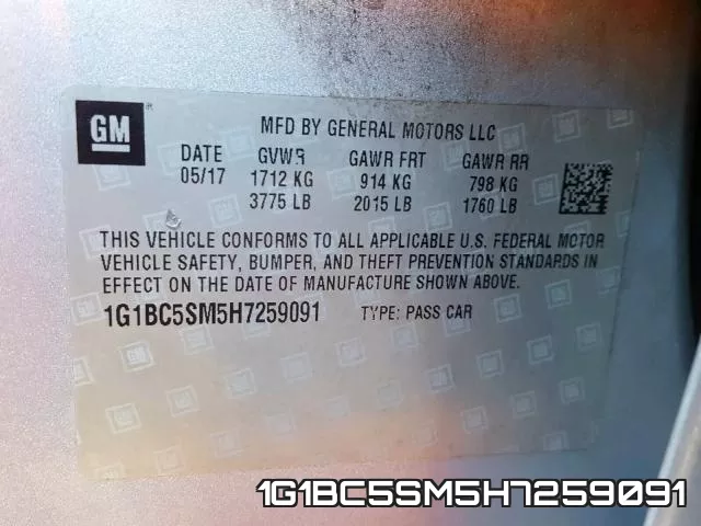 1G1BC5SM5H7259091 фото 2