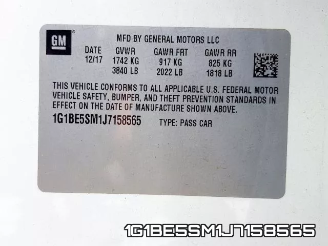 1G1BE5SM1J7158565 фото 2