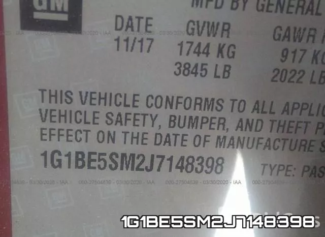 1G1BE5SM2J7148398 фото 10