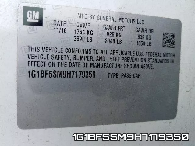 1G1BF5SM9H7179350 фото 2