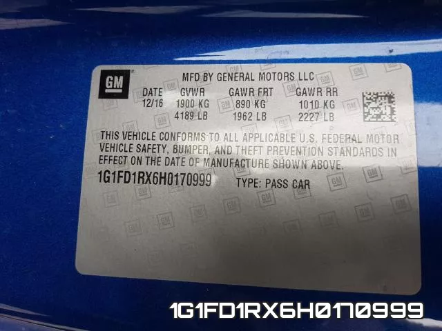 1G1FD1RX6H0170999 фото 2