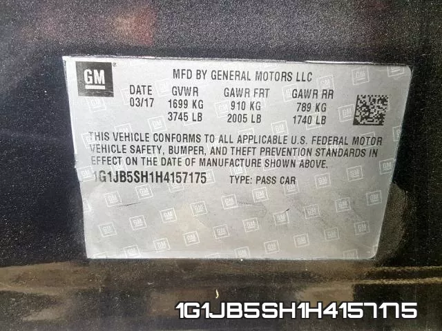 1G1JB5SH1H4157175 фото 2