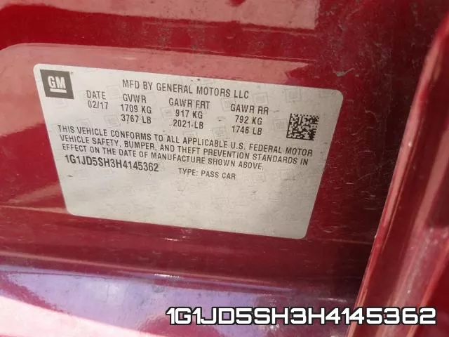 1G1JD5SH3H4145362 фото 2