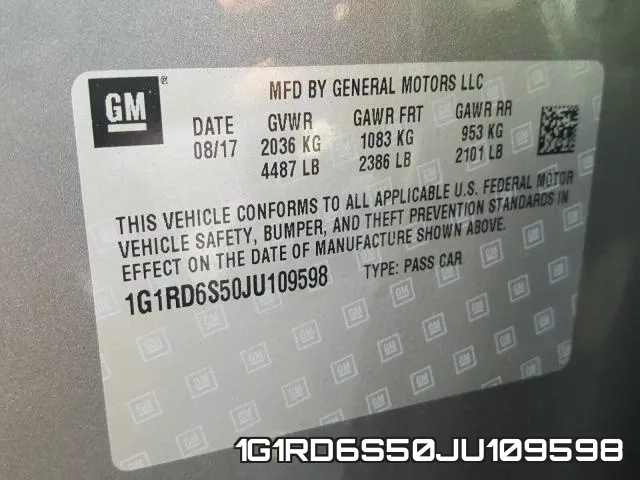1G1RD6S50JU109598 фото 2