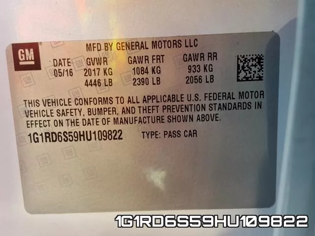 1G1RD6S59HU109822 фото 2
