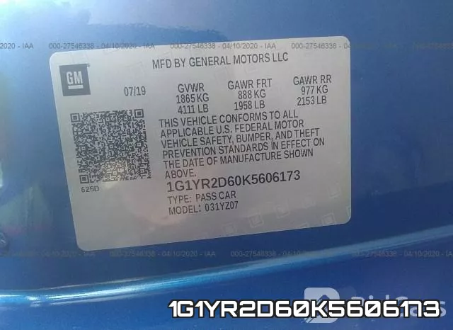 1G1YR2D60K5606173 фото 10