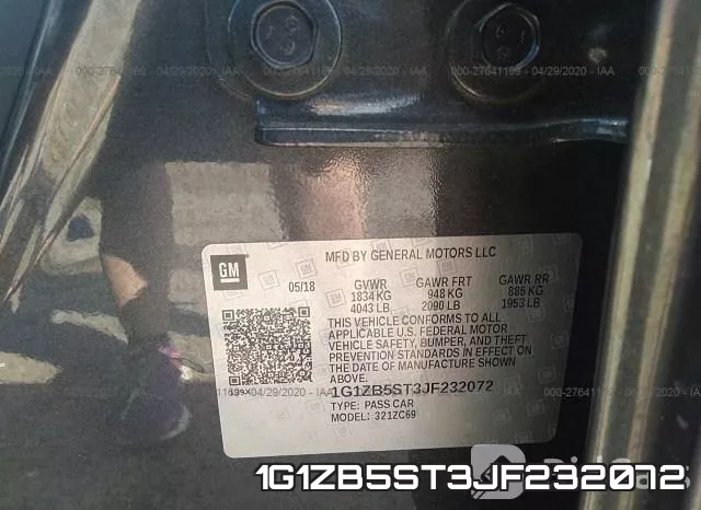 1G1ZB5ST3JF232072 фото 9