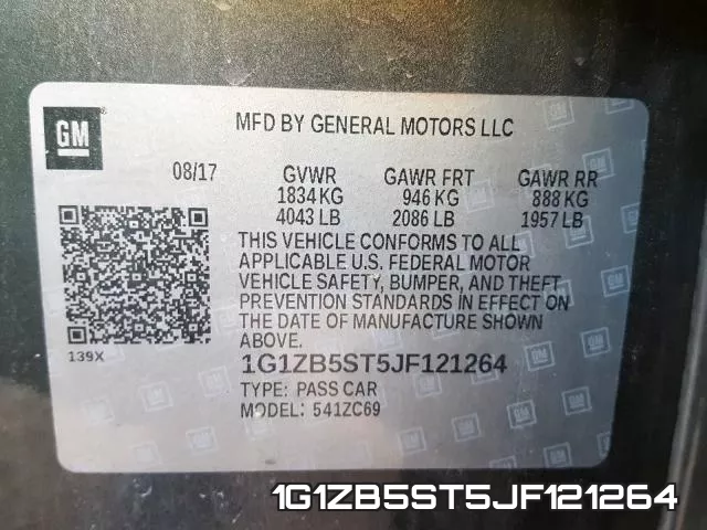 1G1ZB5ST5JF121264 фото 2