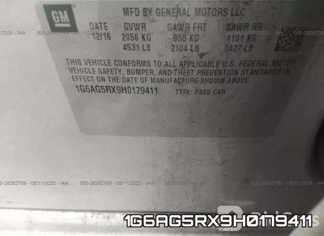 1G6AG5RX9H0179411 фото 10