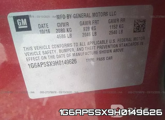 1G6AP5SX9H0149626 фото 10