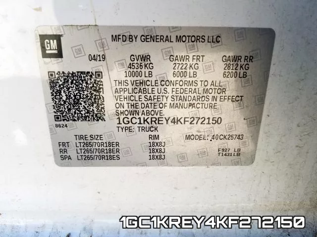 1GC1KREY4KF272150 фото 2