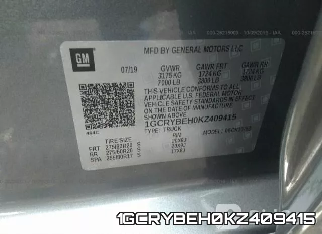 1GCRYBEH0KZ409415 фото 10