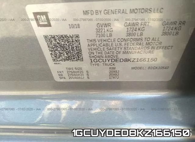 1GCUYDED8KZ166150 фото 10