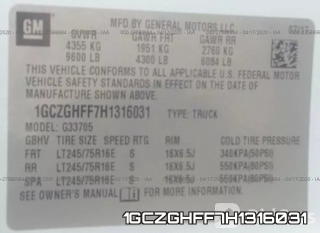 1GCZGHFF7H1316031 фото 10