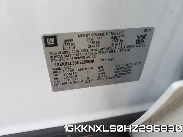 1GKKNXLS0HZ296830 фото 2