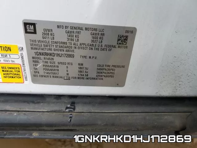 1GNKRHKD1HJ172869 фото 2