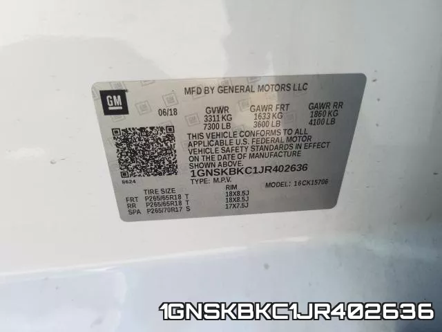 1GNSKBKC1JR402636 фото 2
