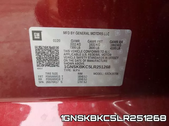 1GNSKBKC5LR251268 фото 2