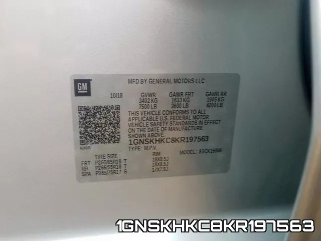1GNSKHKC8KR197563 фото 2