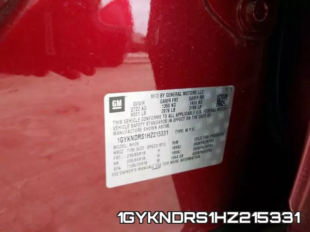 1GYKNDRS1HZ215331 фото 2