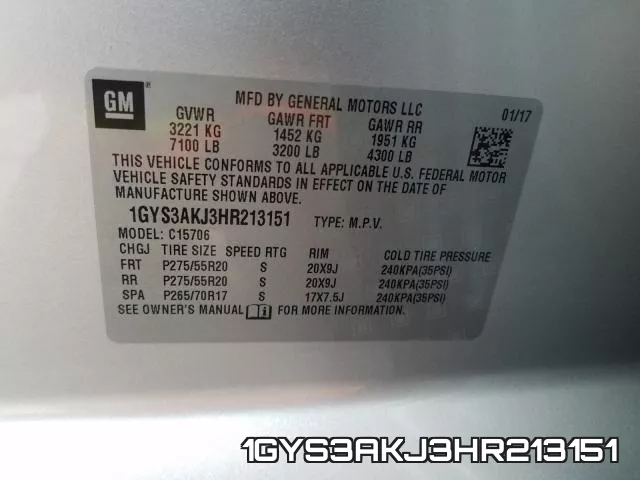 1GYS3AKJ3HR213151 фото 2