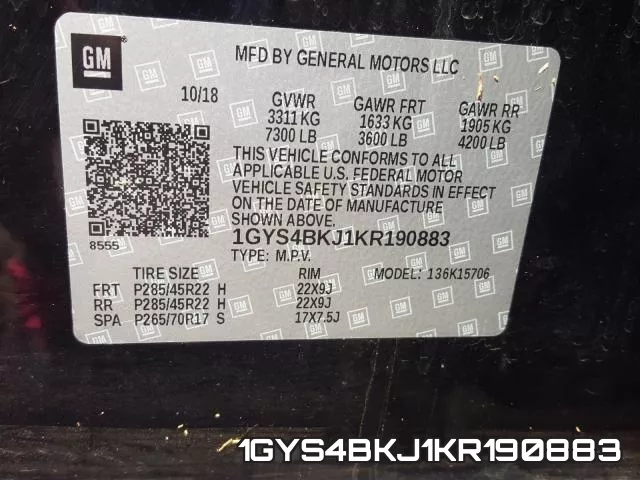 1GYS4BKJ1KR190883 фото 2