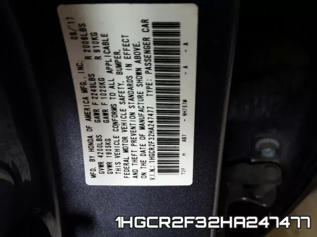 1HGCR2F32HA247477 фото 2
