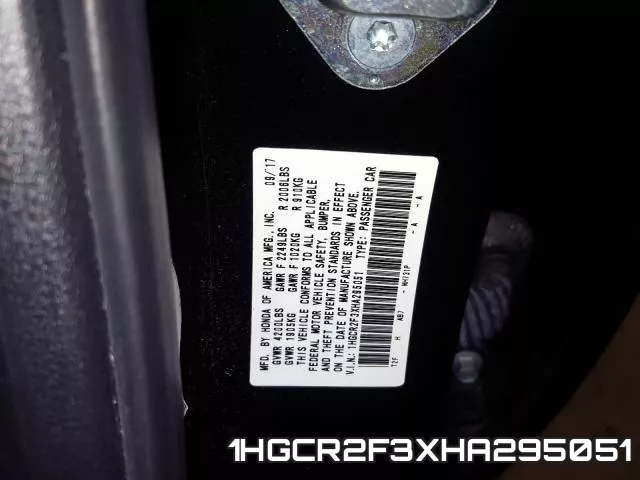 1HGCR2F3XHA295051 фото 2