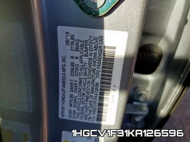 1HGCV1F31KA126596 фото 2