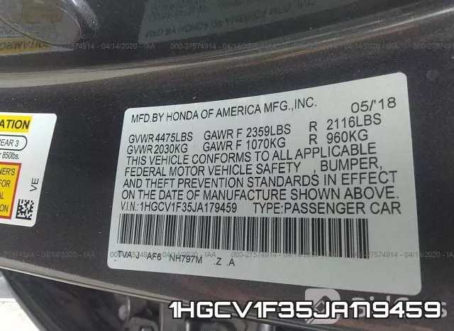 1HGCV1F35JA179459 фото 10