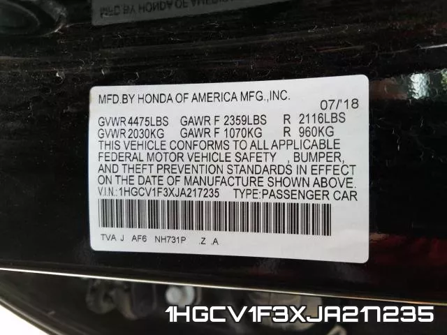 1HGCV1F3XJA217235 фото 2